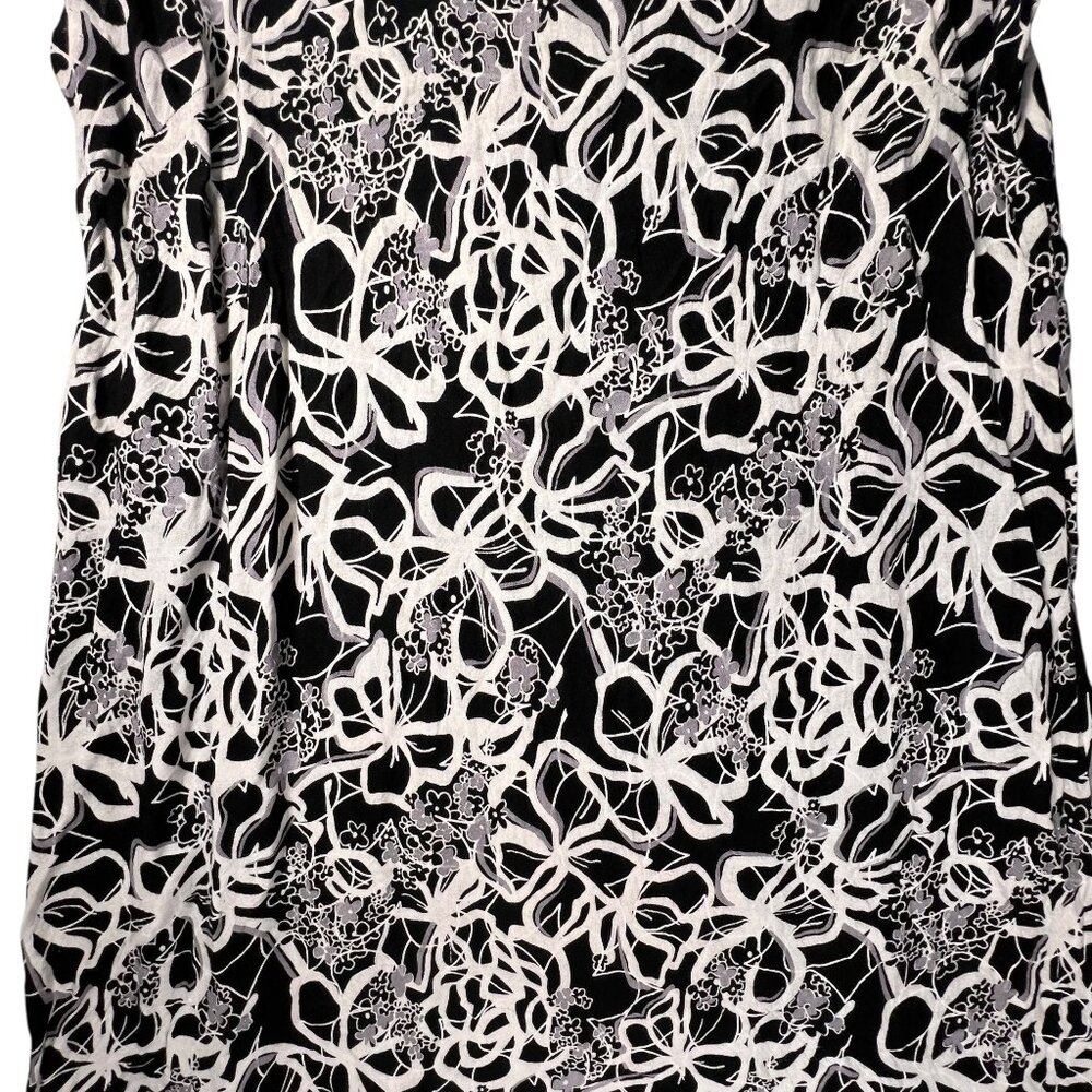 Democracy Sleeveless Shift Dress Black White Floral V-Neck AB Solution Summer 12 - Picture 5 of 8